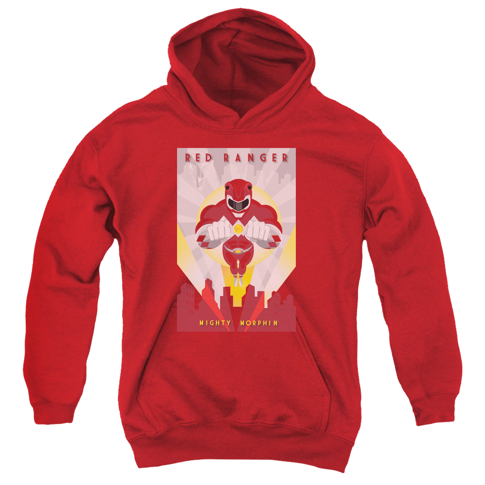 Mighty Morphin Power Rangers Red Deco - Youth Hoodie Youth Hoodie (Ages 8-12) Power Rangers