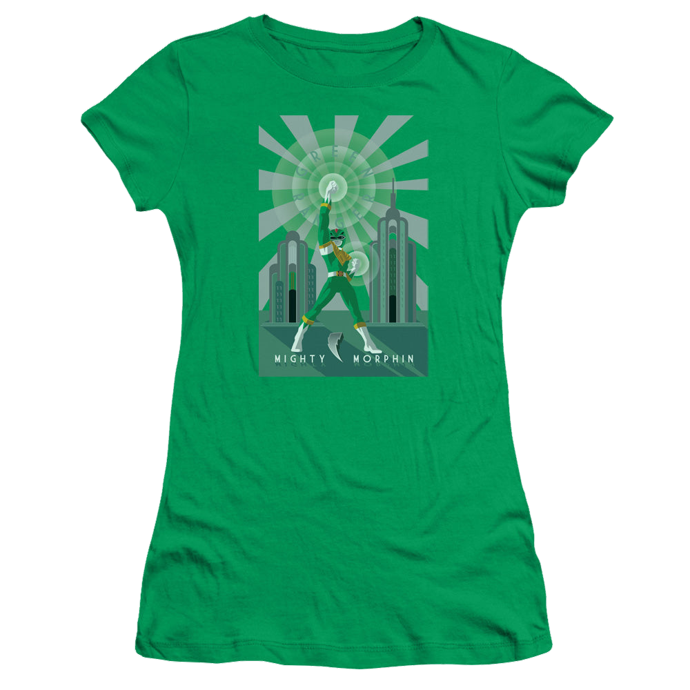 Mighty Morphin Power Rangers Green Ranger Deco - Juniors T-Shirt Juniors T-Shirt Power Rangers