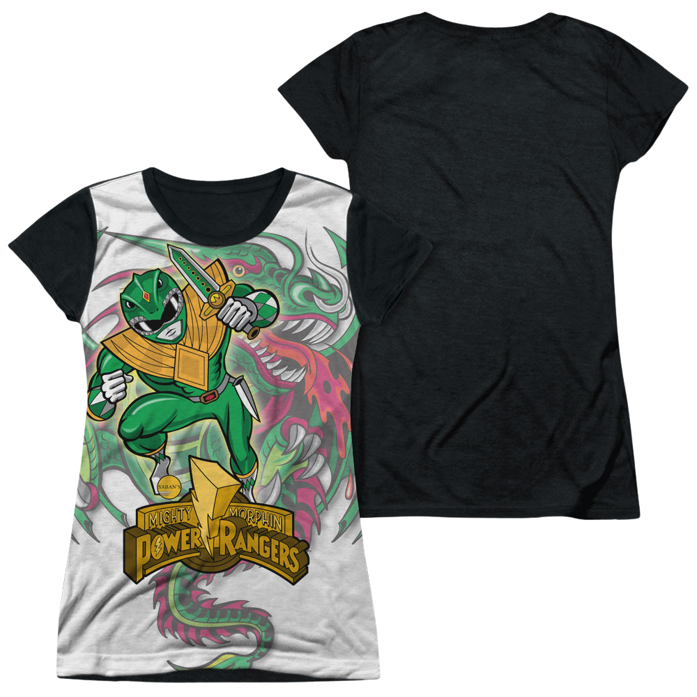 Mighty Morphin Power Rangers Dragon Power - Juniors Black Back T-Shirt Juniors Black Back T-Shirt Power Rangers