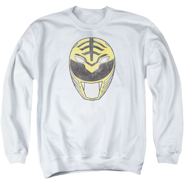 Mighty Morphin Power Rangers White Ranger Mask - Men's Crewneck Sweatshirt Men's Crewneck Sweatshirt Power Rangers