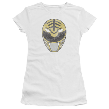 Mighty Morphin Power Rangers White Ranger Mask - Juniors T-Shirt Juniors T-Shirt Power Rangers