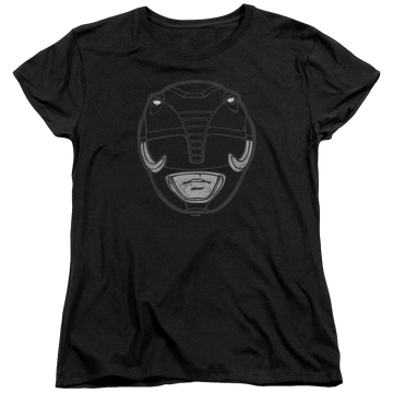 Black women's t-shirt with Mighty Morphin Power Rangers Black Ranger Mask graphic
