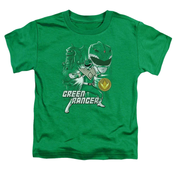Kelly green toddler t-shirt with Mighty Morphin Power Rangers Green Ranger graphic