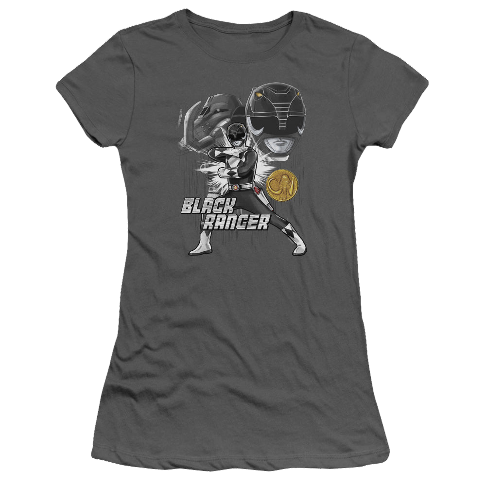 Mighty Morphin Power Rangers Black Ranger - Juniors T-Shirt Juniors T-Shirt Power Rangers