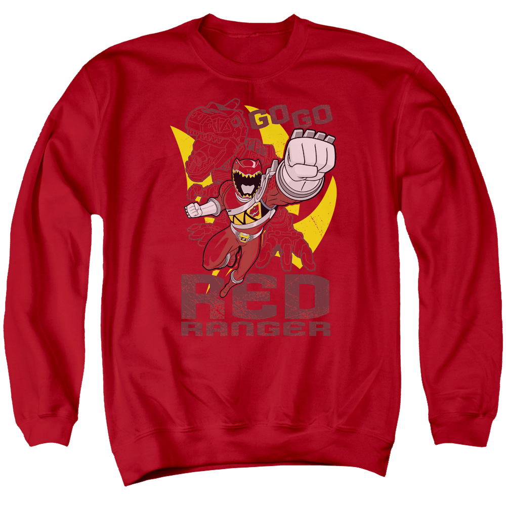 Power Rangers Dino Charge Go Red - Men's Crewneck Sweatshirt Men's Crewneck Sweatshirt Power Rangers