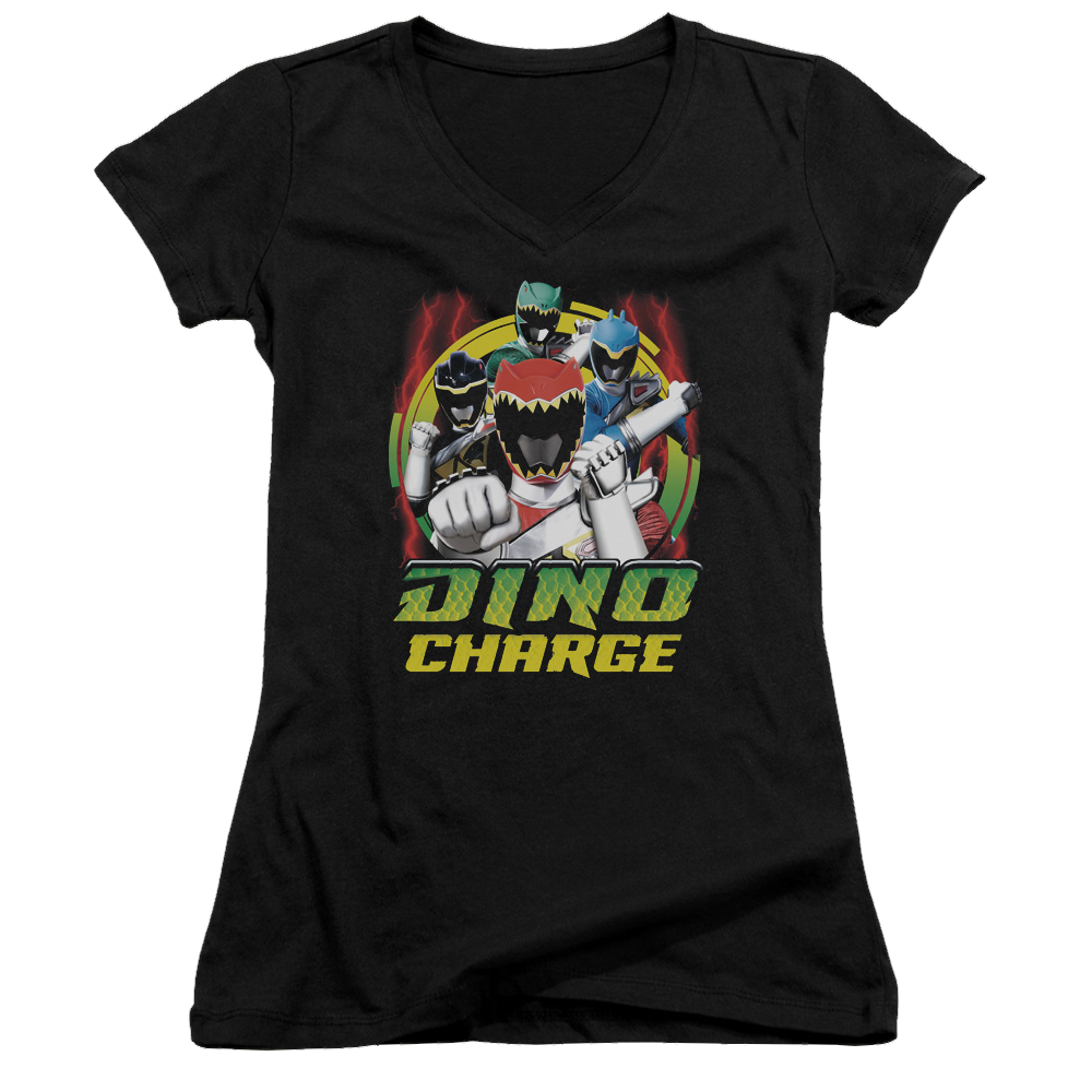 Power Rangers Dino Charge Dino Lightning - Juniors V-Neck T-Shirt Juniors V-Neck T-Shirt Power Rangers