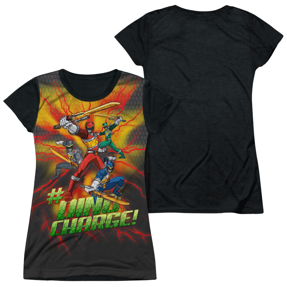 Power Rangers Dino Charge Hashtag - Juniors Black Back T-Shirt Juniors Black Back T-Shirt Power Rangers