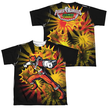 Power Rangers Dino Charge Red Ranger Burst (F/B) - Youth All-Over Print Youth All-Over Print T-Shirt (Ages 8-12) Power Rangers