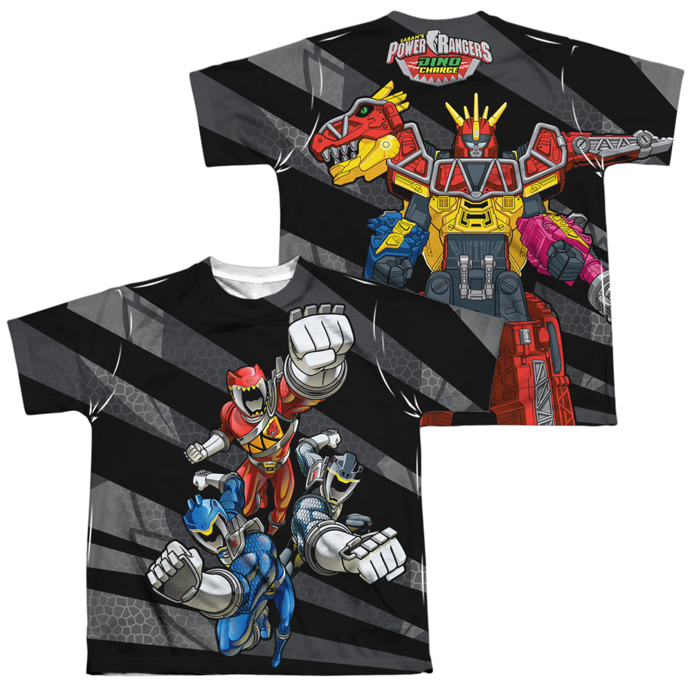Power Rangers Dino Charge Lets Bolt (Front - Youth All-Over Print T-Shirt Youth All-Over Print T-Shirt (Ages 8-12) Power Rangers