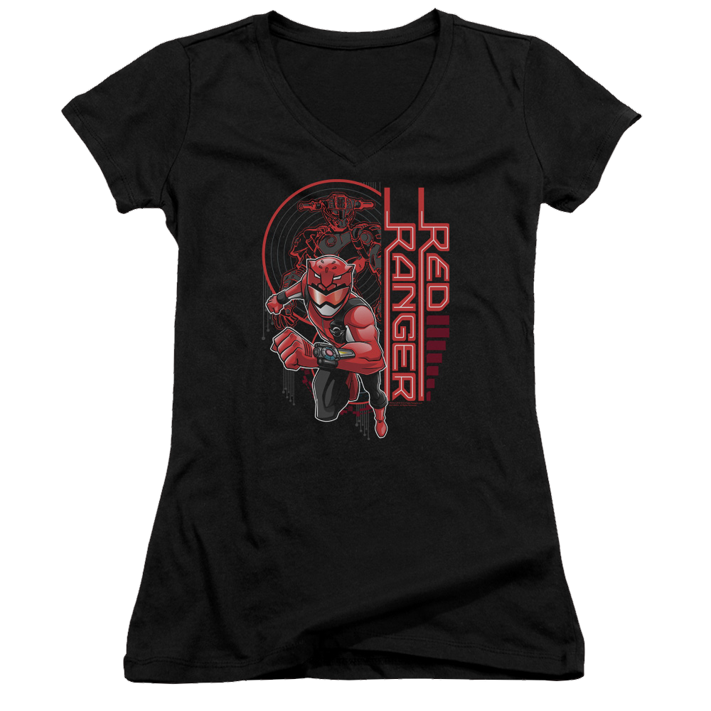 Power Rangers Red Ranger - Juniors V-Neck T-Shirt Juniors V-Neck T-Shirt Power Rangers