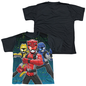 Power Rangers Battle Stance youth black back t-shirt for ages 8 to 12
