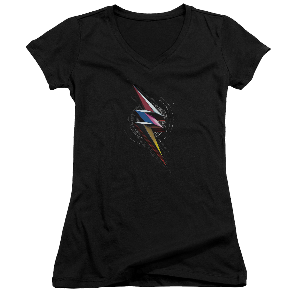 Power Rangers Bolt Sigil Juniors V-Neck T-Shirt Juniors V-Neck T-Shirt Power Rangers