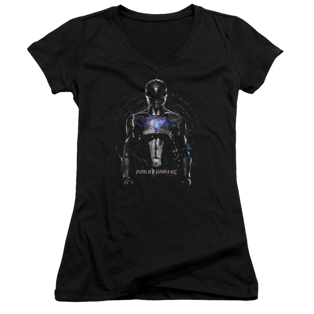 Power Rangers Black Ranger Juniors V-Neck T-Shirt Juniors V-Neck T-Shirt Power Rangers