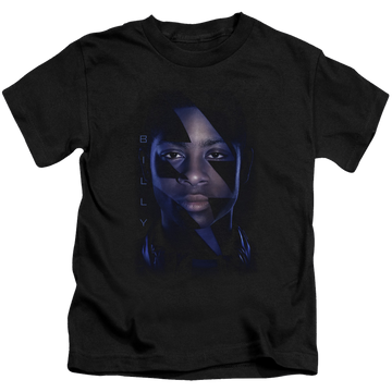 Black kid's t-shirt for ages 4 to 7 with Power Rangers Billy Bolt graphic