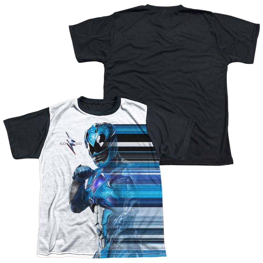 Power Rangers Blue Streak Youth Black Back T-Shirt (Ages 8-12) Youth Black Back T-Shirt (Ages 8-12) Power Rangers