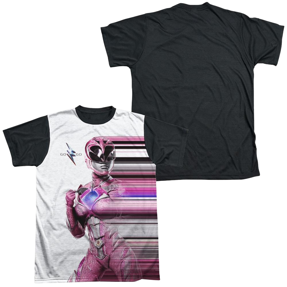 Power Rangers Pink Streak Men's Black Back T-Shirt Men's Black Back T-Shirt Power Rangers
