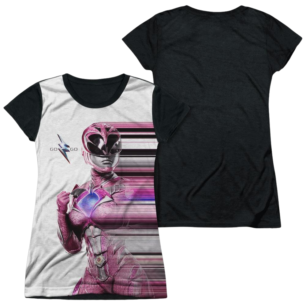 Power Rangers Pink Streak Juniors Black Back T-Shirt Juniors Black Back T-Shirt Power Rangers