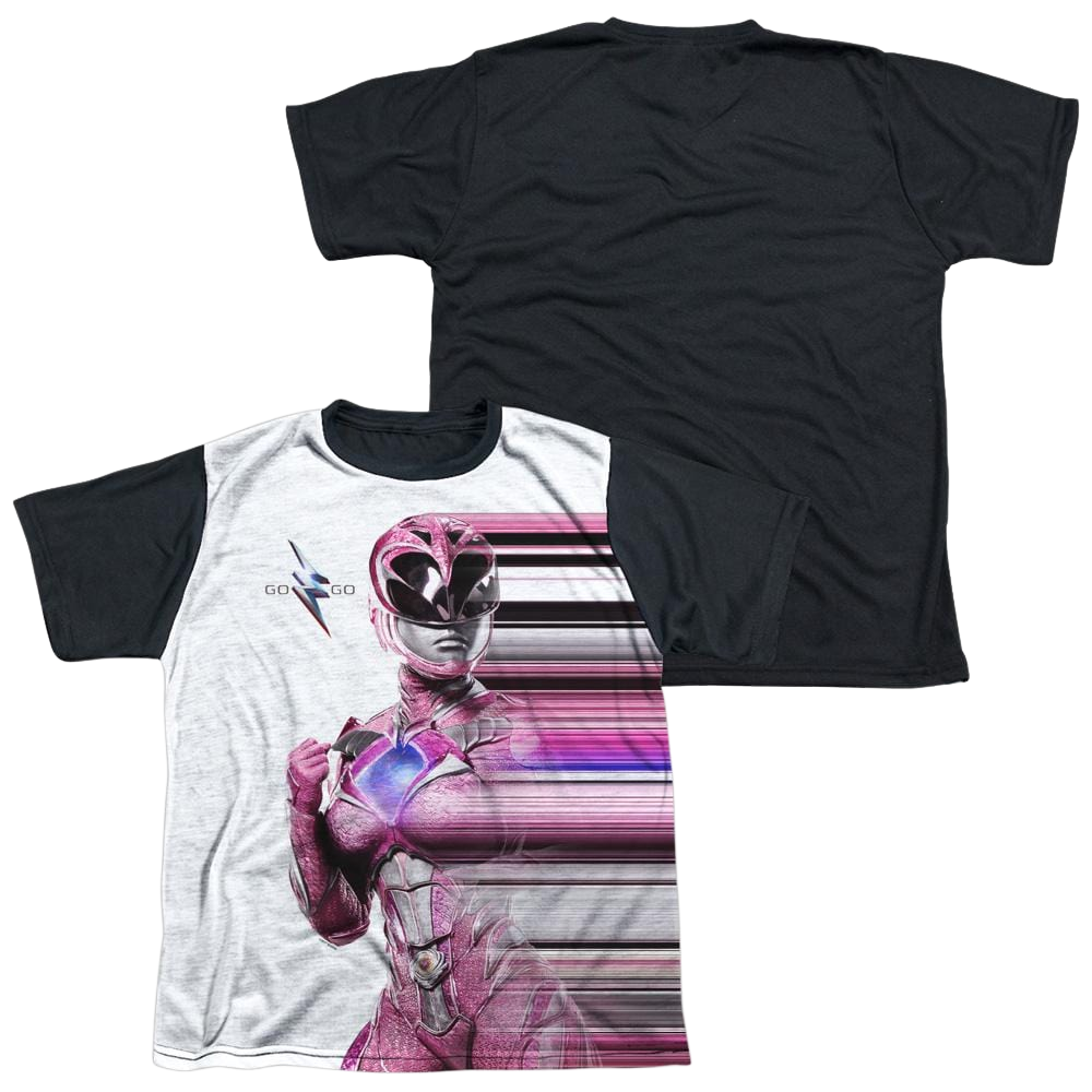 Power Rangers Pink Streak Youth Black Back T-Shirt (Ages 8-12) Youth Black Back T-Shirt (Ages 8-12) Power Rangers