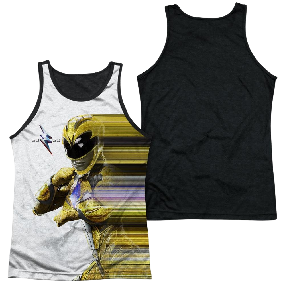 Power Rangers Yellow Streak Men's Black Back Tank Men's Black Back Tank Power Rangers