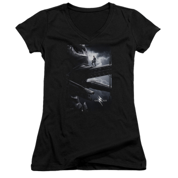 Power Rangers Black Zord Poster Juniors V-Neck T-Shirt Juniors V-Neck T-Shirt Power Rangers