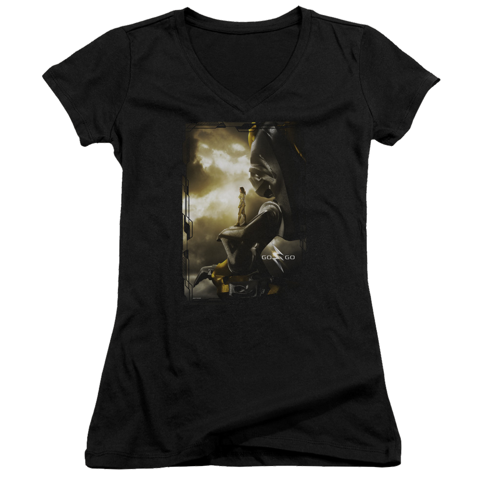 Power Rangers Yellow Zord Poster Juniors V-Neck T-Shirt Juniors V-Neck T-Shirt Power Rangers