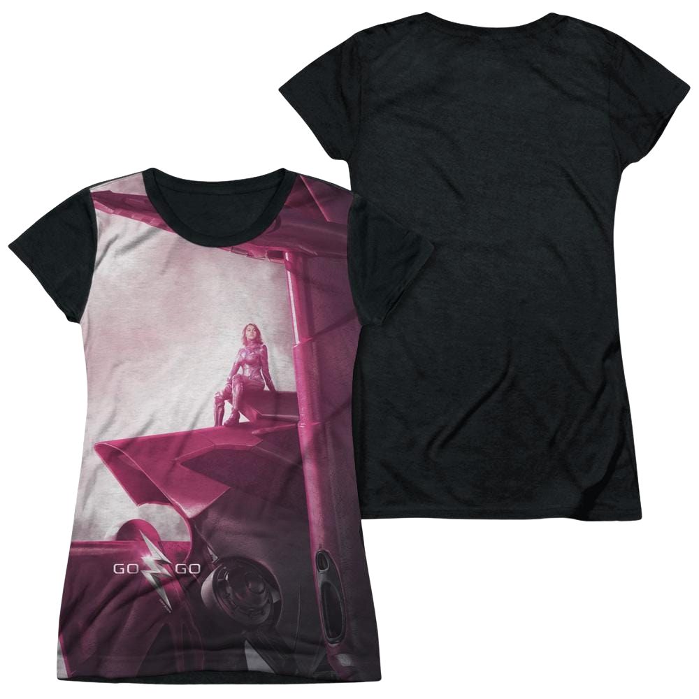 Power Rangers Pink Zord Poster Juniors Black Back T-Shirt Juniors Black Back T-Shirt Power Rangers