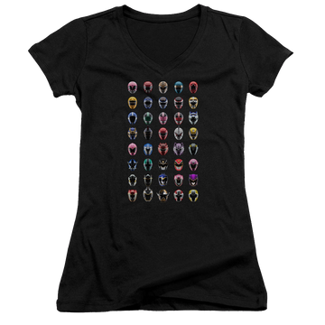Mighty Morphin Power Rangers Visual Timeline - Juniors V-Neck T-Shirt Juniors V-Neck T-Shirt Power Rangers