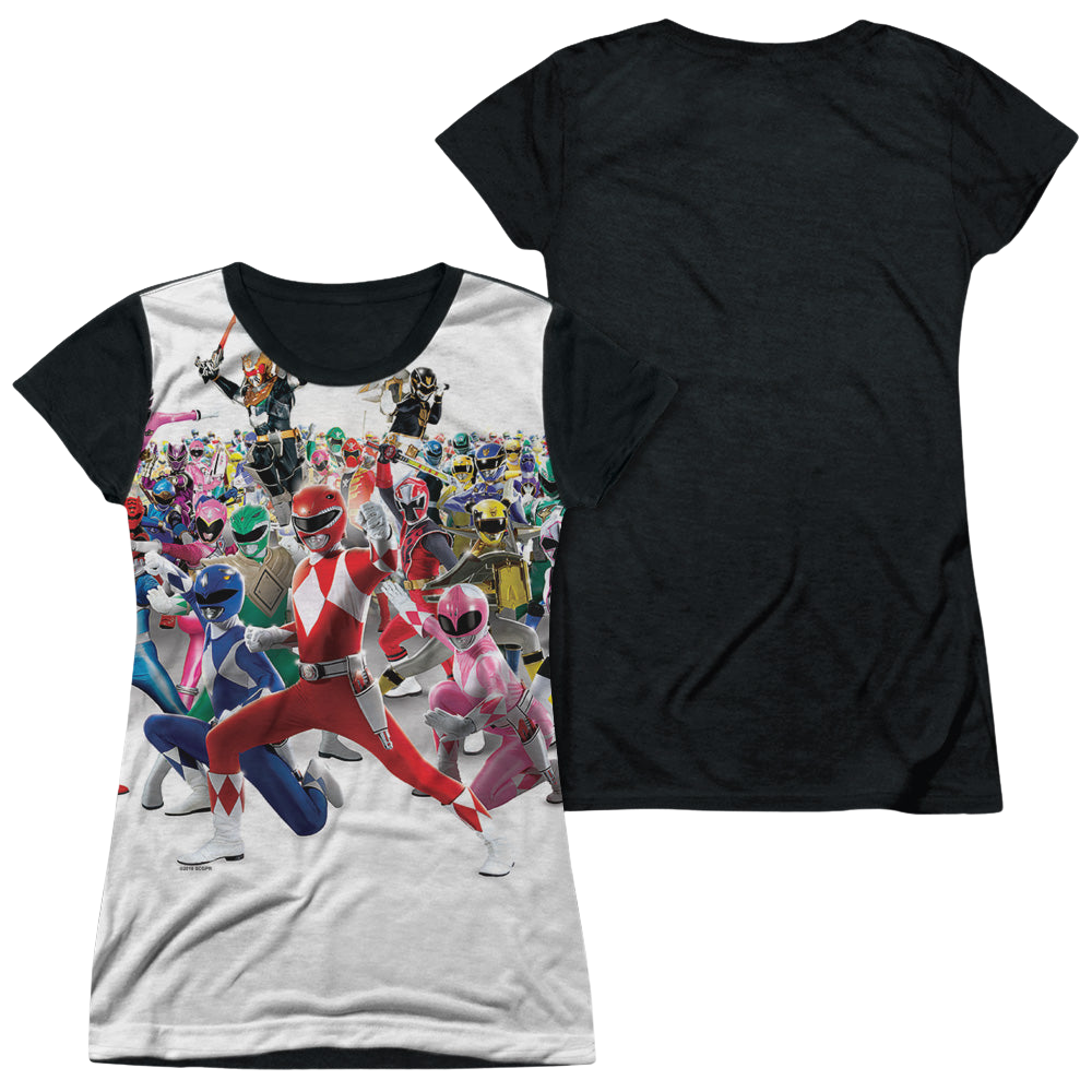Mighty Morphin Power Rangers Ranger Overload - Juniors Black Back T-Shirt Juniors Black Back T-Shirt Power Rangers