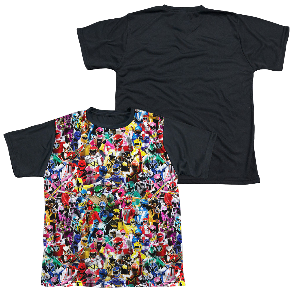 Mighty Morphin Power Rangers Crowd Of Rangers - Youth Black Back T-Shirt Youth Black Back T-Shirt (Ages 8-12) Power Rangers