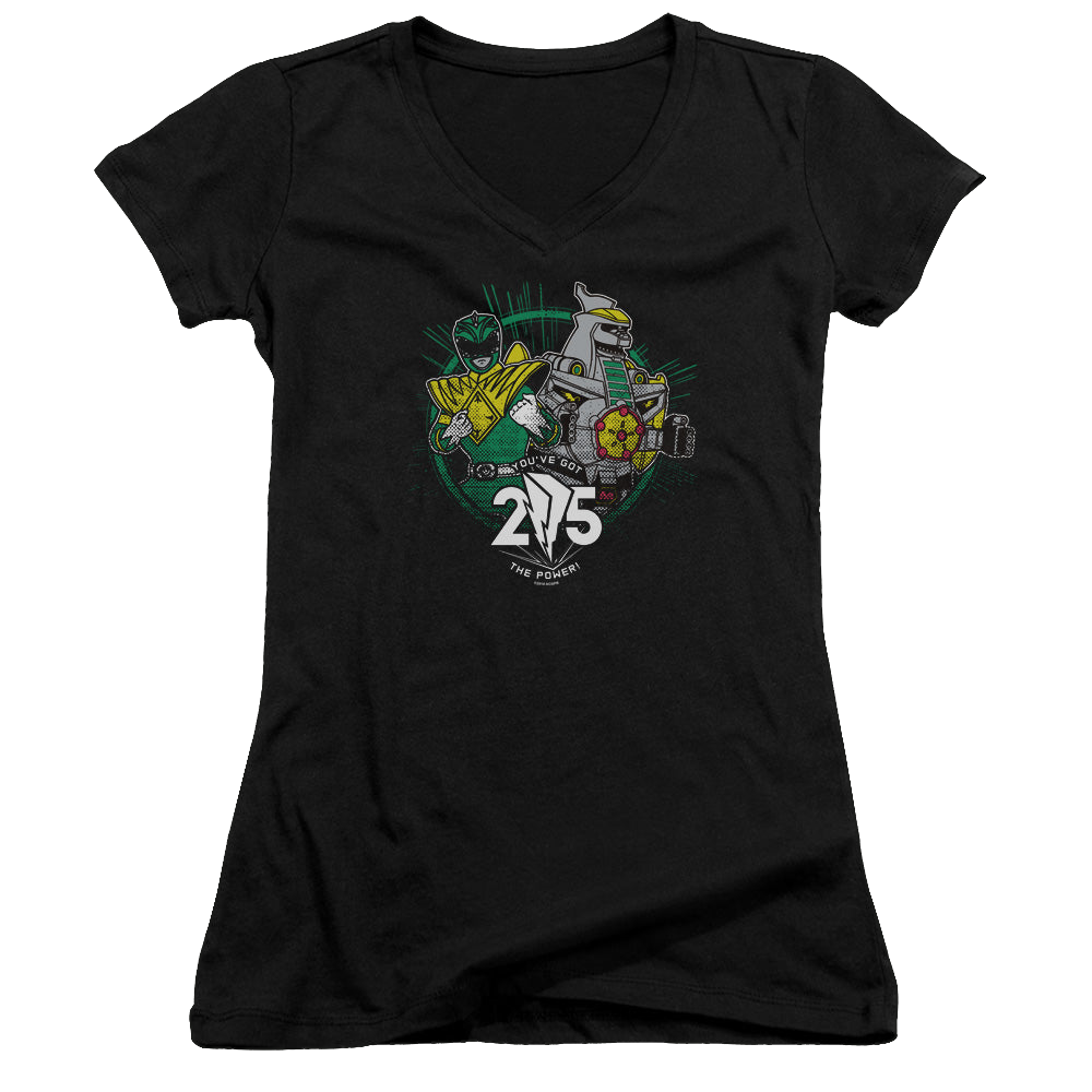 Mighty Morphin Power Rangers Green 25 - Juniors V-Neck T-Shirt Juniors V-Neck T-Shirt Power Rangers
