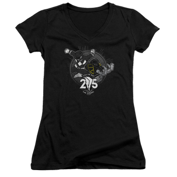 Mighty Morphin Power Rangers Black 25 - Juniors V-Neck T-Shirt Juniors V-Neck T-Shirt Power Rangers
