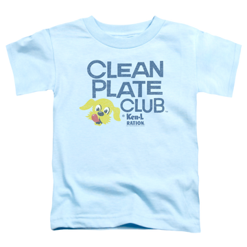 Light blue toddler t-shirt with Ken-L Ration Ken L Ration Clean Plate graphic