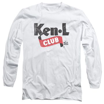 White men's long sleeve t-shirt with Ken-L Ration Ken L Ration Ken L Club graphic