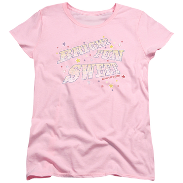 Pink women's t-shirt with Smarties Bright Fun Sweet graphic