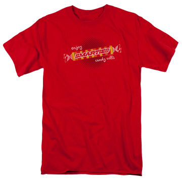 Red men's regular fit t-shirt with Smarties Enjoy graphic