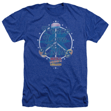 Royal men's heather t-shirt with Smarties Peace Lollies graphic