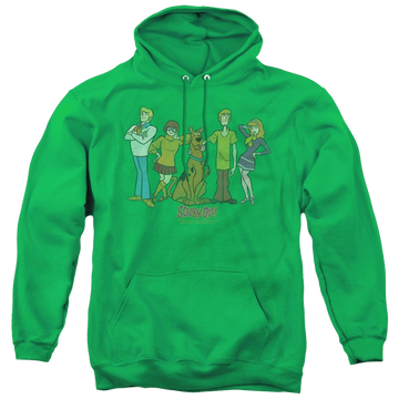 Kelly green pullover hoodie with Scooby Doo Scooby Gang graphic