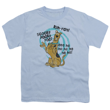 Light blue youth t-shirt for ages 8 to 12 with Scooby Doo Quoted graphic