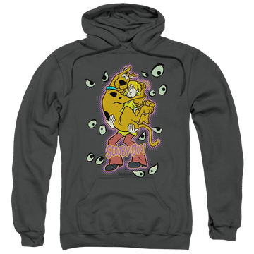 Charcoal pullover hoodie with Scooby Doo Being Watched graphic