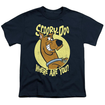 Navy youth t-shirt for ages 8 to 12 with Scooby Doo Where Are You graphic