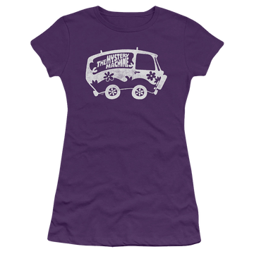Purple juniors t-shirt with Scooby Doo Mysterious Shadow graphic