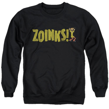 Black men's crewneck sweatshirt with Scooby Doo Zoinks graphic