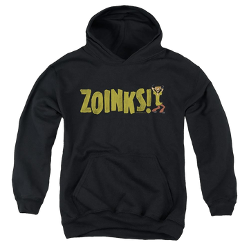 Black youth hoodie for ages 8 to 12 with Scooby Doo Zoinks graphic