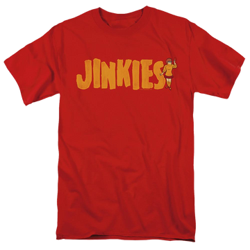 Red men's regular fit t-shirt with Scooby Doo Jinkies graphic