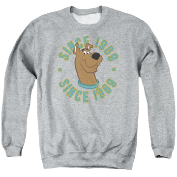 Athletic heather men's crewneck sweatshirt with Scooby Doo Scooby 1969 graphic