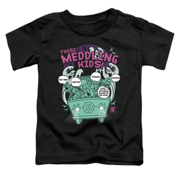 Black toddler t-shirt with Scooby Doo Meddling Since 1969 graphic