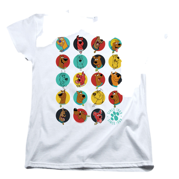 White women's t-shirt with Scooby Doo Heads Up graphic