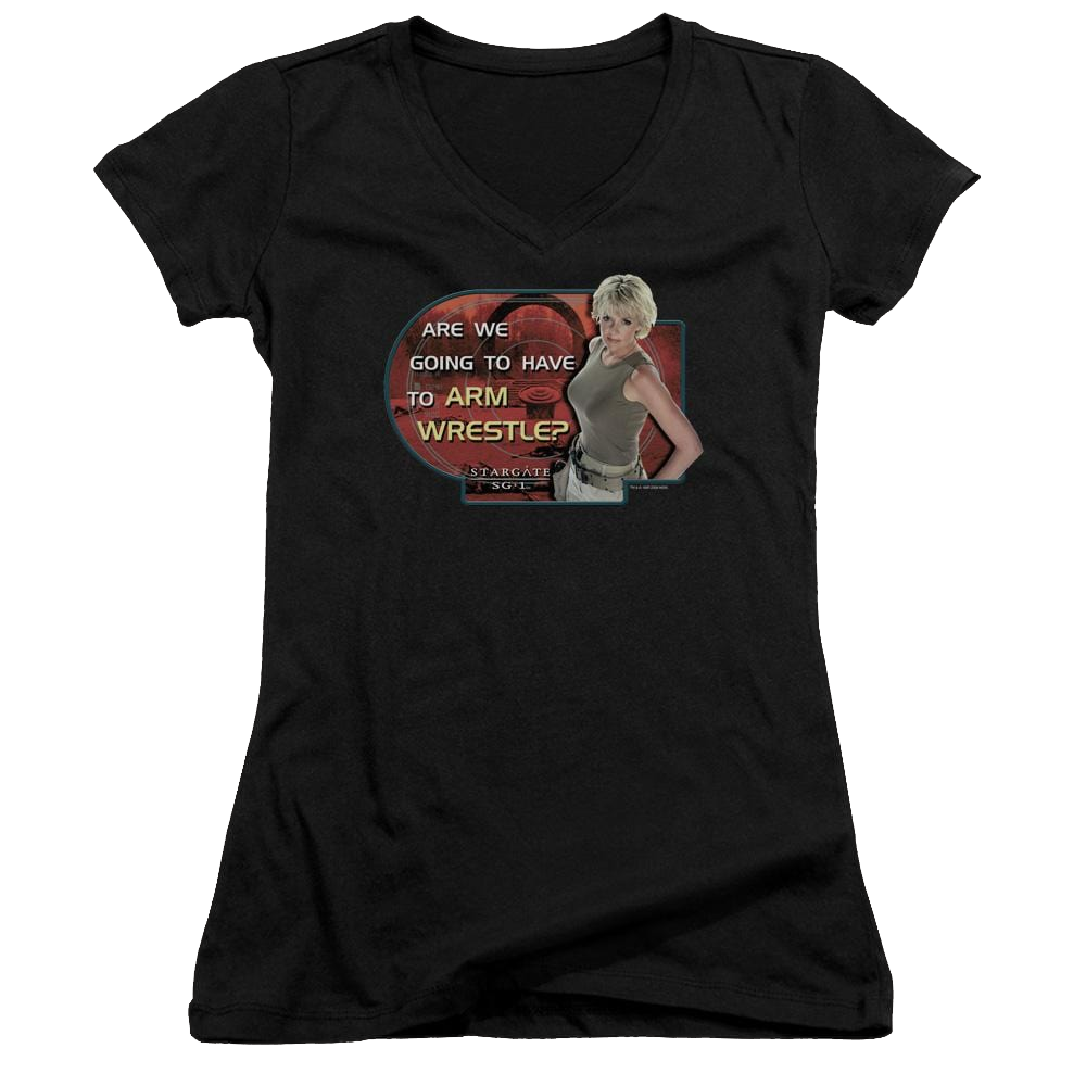 Stargate Arm Wrestle Juniors V-Neck T-Shirt Juniors V-Neck T-Shirt Stargate