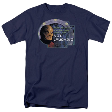 Navy men's regular fit t-shirt with Stargate Not Laughing graphic