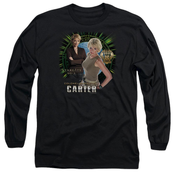 Black men's long sleeve t-shirt with Stargate Samantha Carter graphic